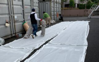 強風警報で鉄塔作業中止💧メッシュ段取り！